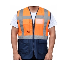 Premium İkaz Yeleği Turuncu - Lacivert